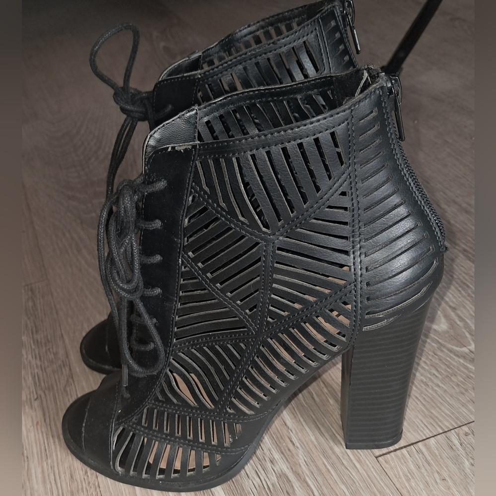 Mix No. 6 Size 8 Womens Black Strappy Heeled Boots - Picture 9 of 12
